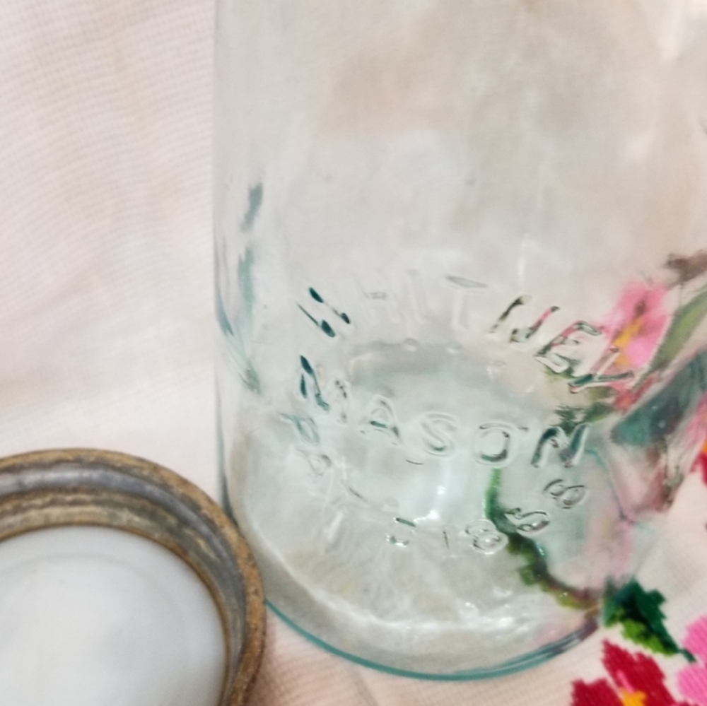 Antique 1858 Whitney Mason Jar blue